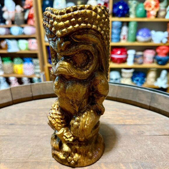 Smuggler's Cove Kuhiko Tiki Mug Special Gold Glaze #10/18 Crazy Al Tiki Farm Ltd - Picture 2 of 7